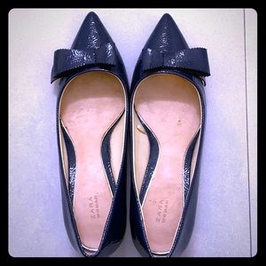 Zara dark blue pointy low heel